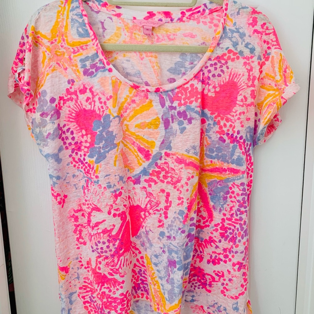 Lilly Pulitzer Inara Linen Top Beach Starfish